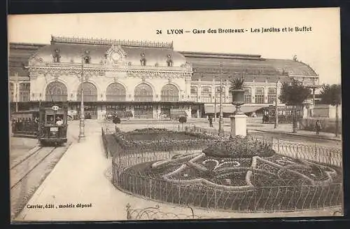 AK Lyon, Gare des Brotteaux, Les Jardins et le Buffet