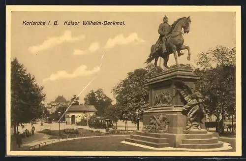 AK Karlsruhe, Blick auf das Kaiser Wilhelm-Denkmal