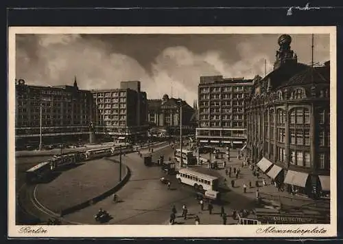AK Berlin, Alexanderplatz mit Strassenbahn