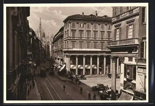 AK Milano, Corso Vittorio Emanuele, Strassenbahn