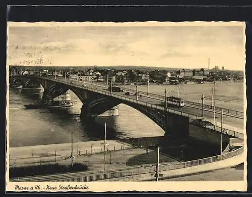 AK Mainz a. Rh., Neue Strassenbrücke mit Strassenbahn