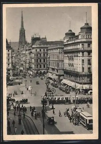 AK Wien, Kärntnerstrasse mit Hotel Bristol und Strassenbahn