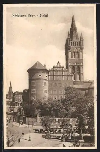 AK Königsberg /Ostpr., Schloss mit Strassenbahn