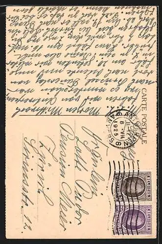 AK Anvers, Le Canal au Sucre et vue sur la Cathédrale, Strassenbahn