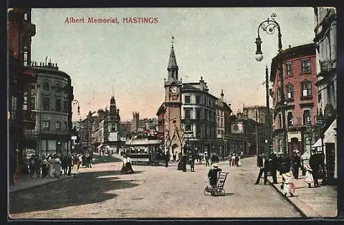 AK Hastings, Albert Memorial, Tramway, Strassenbahn