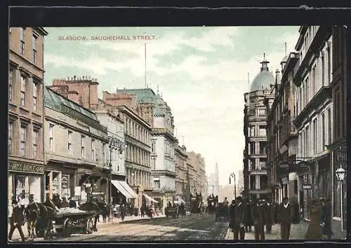 AK Glasgow, Sauchiehall Street, Strassenbahn