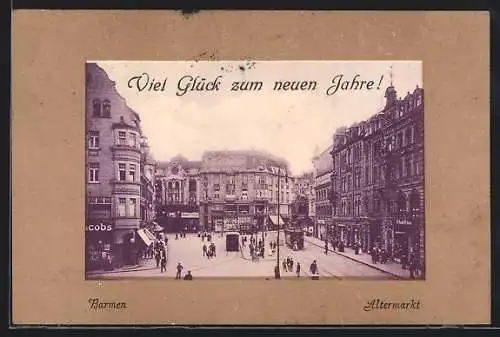 AK Barmen, Blick auf den Altermarkt, Strassenbahn