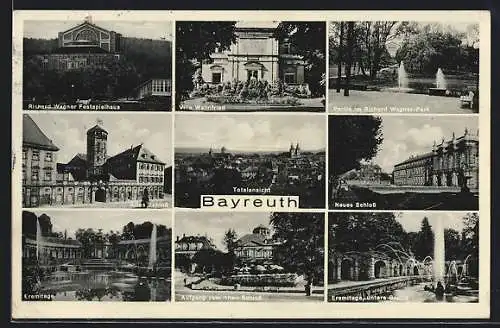 AK Bayreuth, Totalansicht, Festspielhaus, Altes Schloss