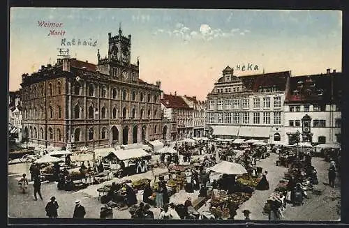 AK Weimar / Thür., Markt am Markttag