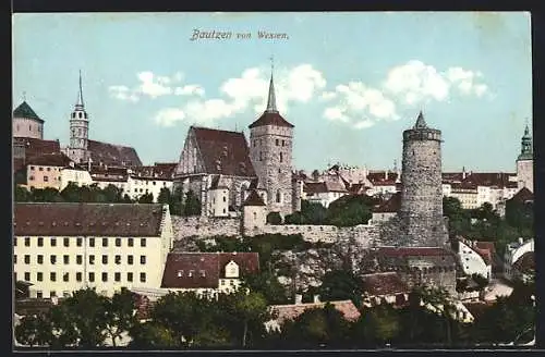 AK Bautzen, Ortsansicht von Westen