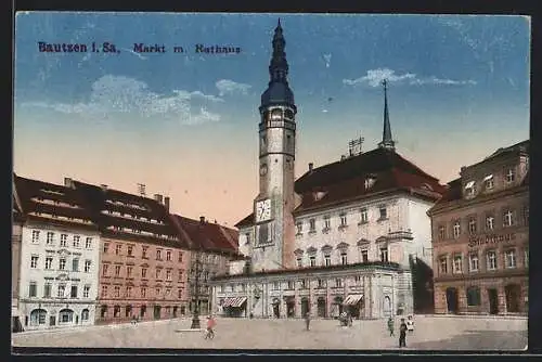 AK Bautzen i. Sa, Markt m. Rathaus