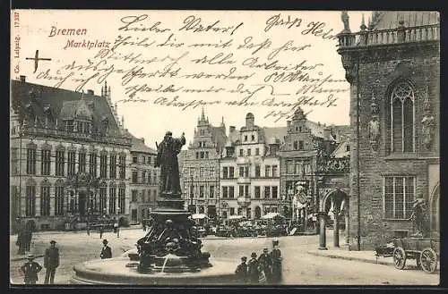 AK Bremen / Stadt, Marktplatz mit Brunnen
