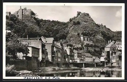 AK Oberstein a. d. Nahe, Ortsansicht mit Burg
