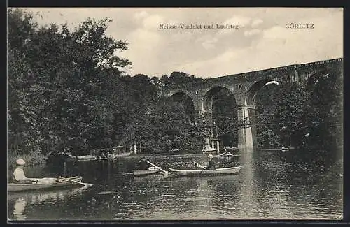 AK Görlitz, Neisse-Viadukt und Laufsteg
