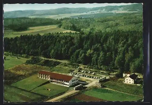 AK Gladenbach, Hotel am Schlossgarten K. Weigand, Fliegeraufnahme