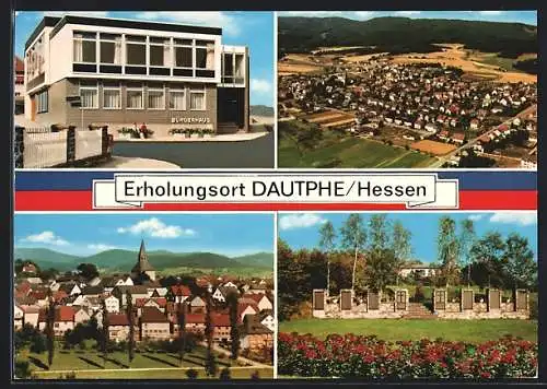 AK Dautphe /Hessen, Bürgerhaus, Denkmal, Ortsansichten