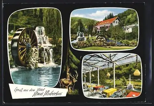 AK Riedener Mühle, Hotel Haus Hubertus P. Hackenbruch, Mühlrad