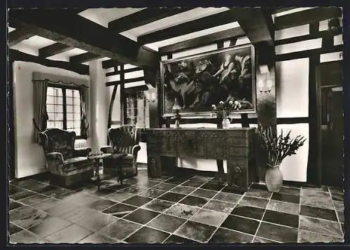 AK Gummersbach-Windhagen, Hotel Heedt J. u. G. Holländer, Innenansicht Diele