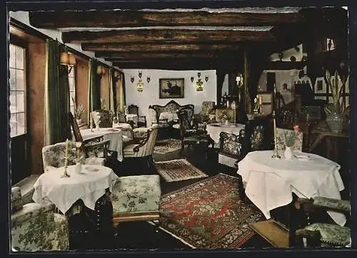 AK Ascheberg i. W., Restaurant-Hotel Jagdschlösschen / Gästehaus Hubertus H. Reher, Innenansicht Speisezimmer