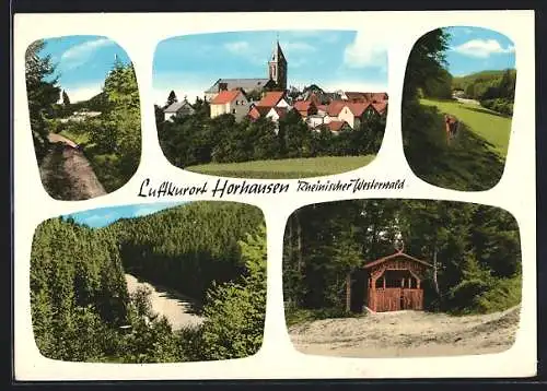 AK Horhausen /Westerwald, Schutzhütte, Ortsansicht