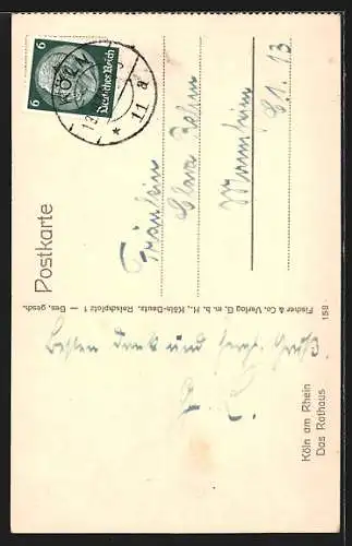 AK Köln am Rhein, Vorderansicht vom Rathaus