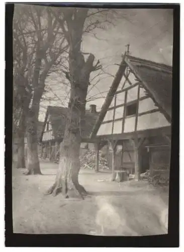 Fotografie W. Apel, Berlin, Ansicht Lauske i. Sa., Strassenansicht mit Fachwerkhäusern