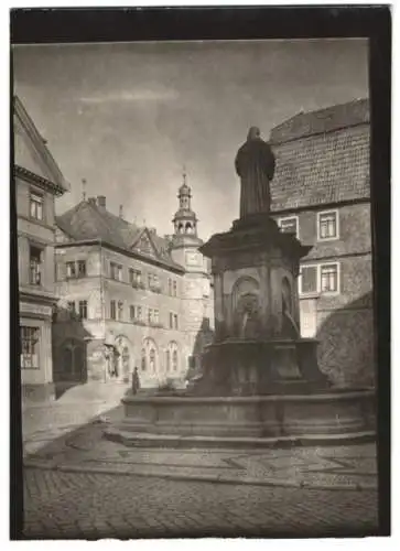 Fotografie W. Apel, Berlin, Ansicht Nordhausen / Thüringen, Lutherbrunnen, Rathaus, Ladengeschäft Hermann Pabst
