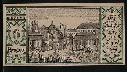 Notgeld Berlin-Kreuzberg 1921, 50 Pfennig, Das Hallesche Tor im Jahre 1845