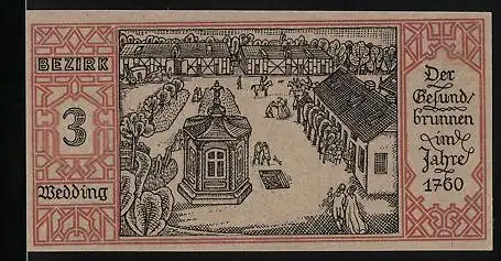 Notgeld Berlin-Wedding 1921, 50 Pfennig, Der Gesundbrunnen im Jahre 1760