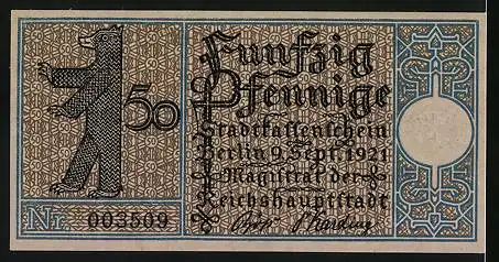 Notgeld Berlin-Pankow 1921, 50 Pfennig, Gehöft um 1770