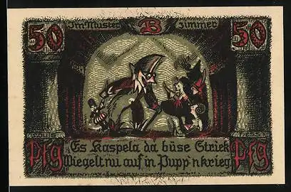 Notgeld Sonneberg /Thür. 1922, 50 Pfennig, Kasperle mit Kindern
