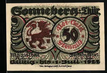 Notgeld Sonneberg /Thür. 1922, 50 Pfennig, Der Nussknacker als Hauptmann