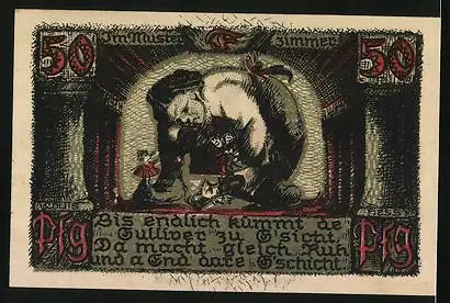 Notgeld Sonneberg /Thür. 1922, 50 Pfennig, Gulliver bei den Menschen