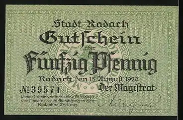 Notgeld Rodach 1920, 50 Pfennig, Rathaus