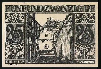 Notgeld Paderborn 1921, 25 Pfennig, Stadtsilhouette