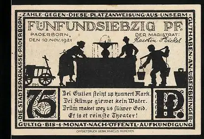 Notgeld Paderborn 1921, 75 Pfennig, Frauen am Brunnen