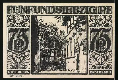 Notgeld Paderborn 1921, 75 Pfennig, Frauen am Brunnen