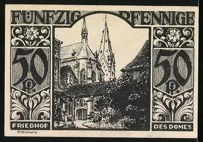 Notgeld Paderborn 1921, 50 Pfennig, Vom Deomschatz lait de dulle Christion...