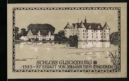 Notgeld Glücksburg 1920, 1 Mark, Schloss, Wappen