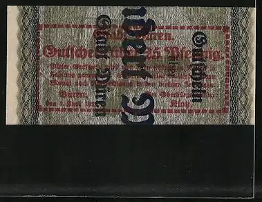 Notgeld Düren 1921, 25 Pfennig, Mittleres Drittel eines 100-Mark-Scheins