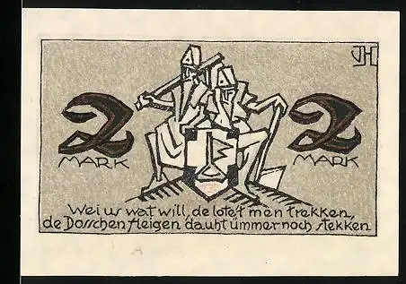 Notgeld Dorsten, 2 Mark, Zwei Ritter mit dem Wappen