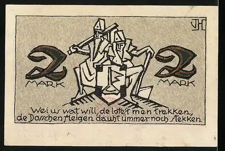 Notgeld Dorsten, 2 Mark, Zwei Ritter und das Wappen