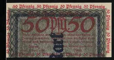 Notgeld Düren 1921, 50 Pfennig, Drittel eines 100-Mark Scheins
