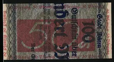 Notgeld Düren 1921, 50 Pfennig, Drittel eines 100-Mark Scheins