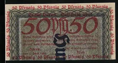 Notgeld Düren 1921, 50 Pfennig, Drittel eines 100-Mark Scheins