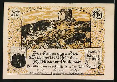 Notgeld Frankenhausen a. Kyffh. 1921, 50 Pfennig, Huldigung der deutschen Flieger