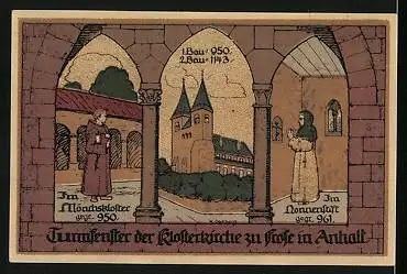 Notgeld Frose i. Anhalt 1921, 50 Pfennig, Mönchskloster und Nonnenstift