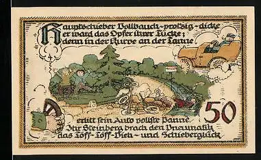 Notgeld Gatersleben 1921, 50 Pfennig, Der See-Brand von 1911, Max & Moritz mit Tücke