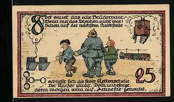 Notgeld Gatersleben 1921, 25 Pfennig, Max & Moritz werden abgeführt