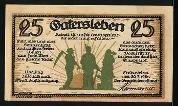 Notgeld Gatersleben 1921, 25 Pfennig, Max & Moritz werden abgeführt